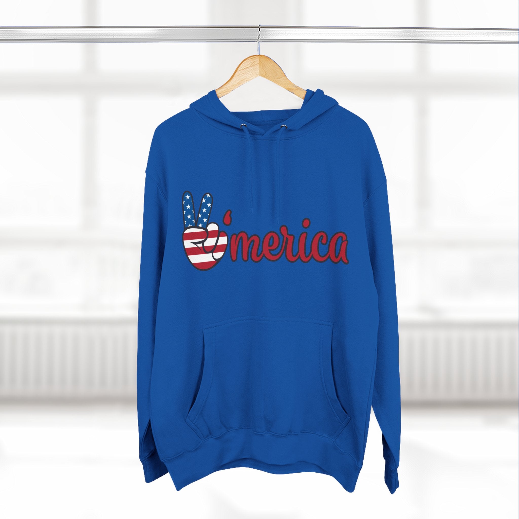 'Merica Peace Sign Hoodie — Patriotic USA Flag Pullover for 4th of July